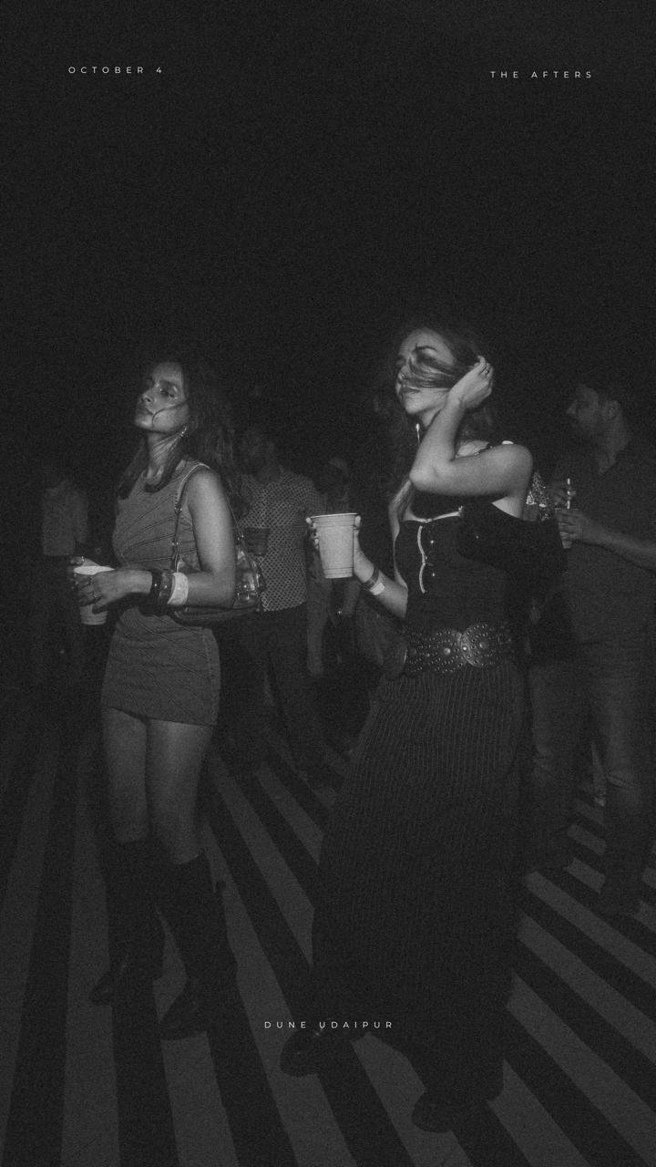The Afters — editorial black-and-white moment from October 4 at Dune Udaipur